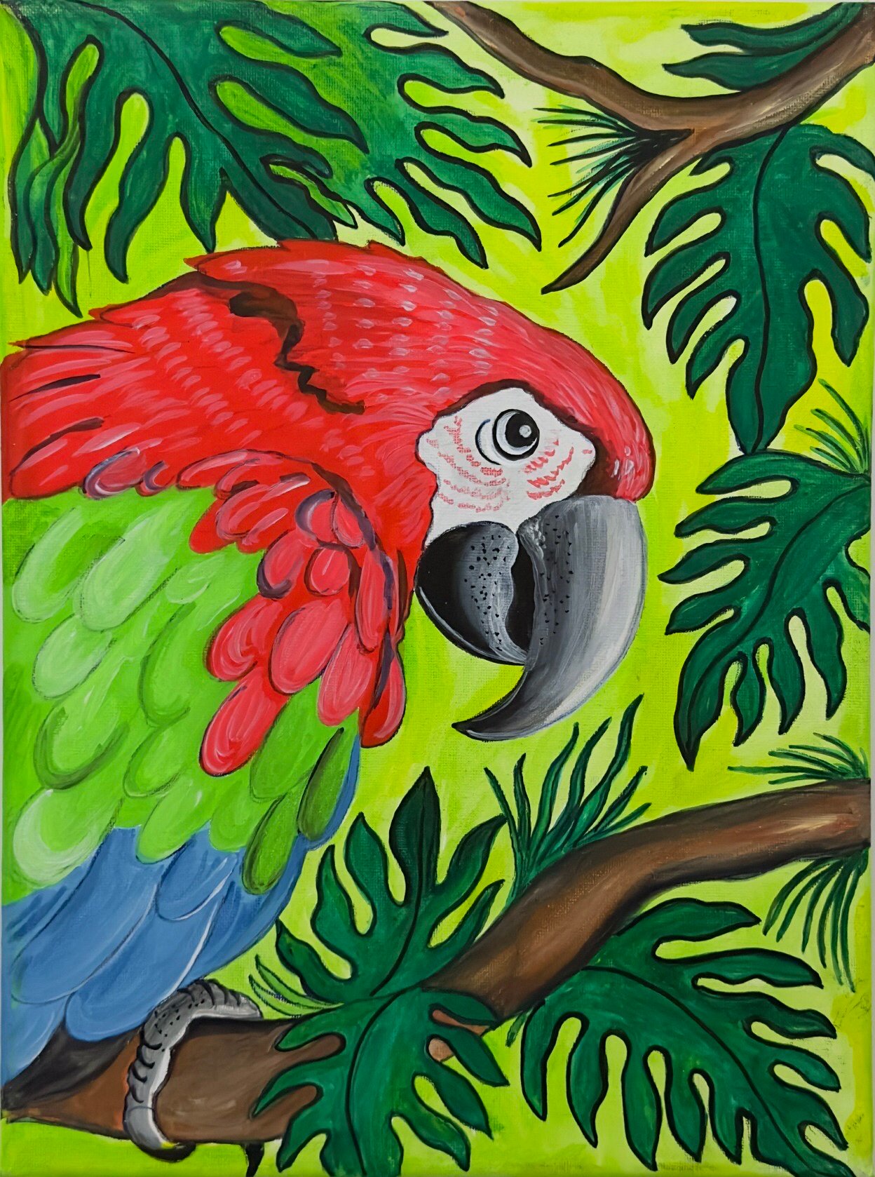 Parrot Painting on Canvas